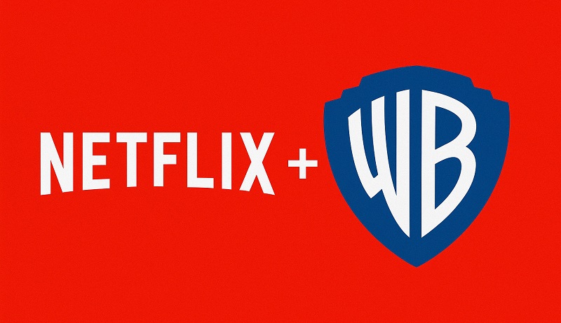 Netflix and Warner Bros merger logo representing the $82.7 billion acquisition announcement.